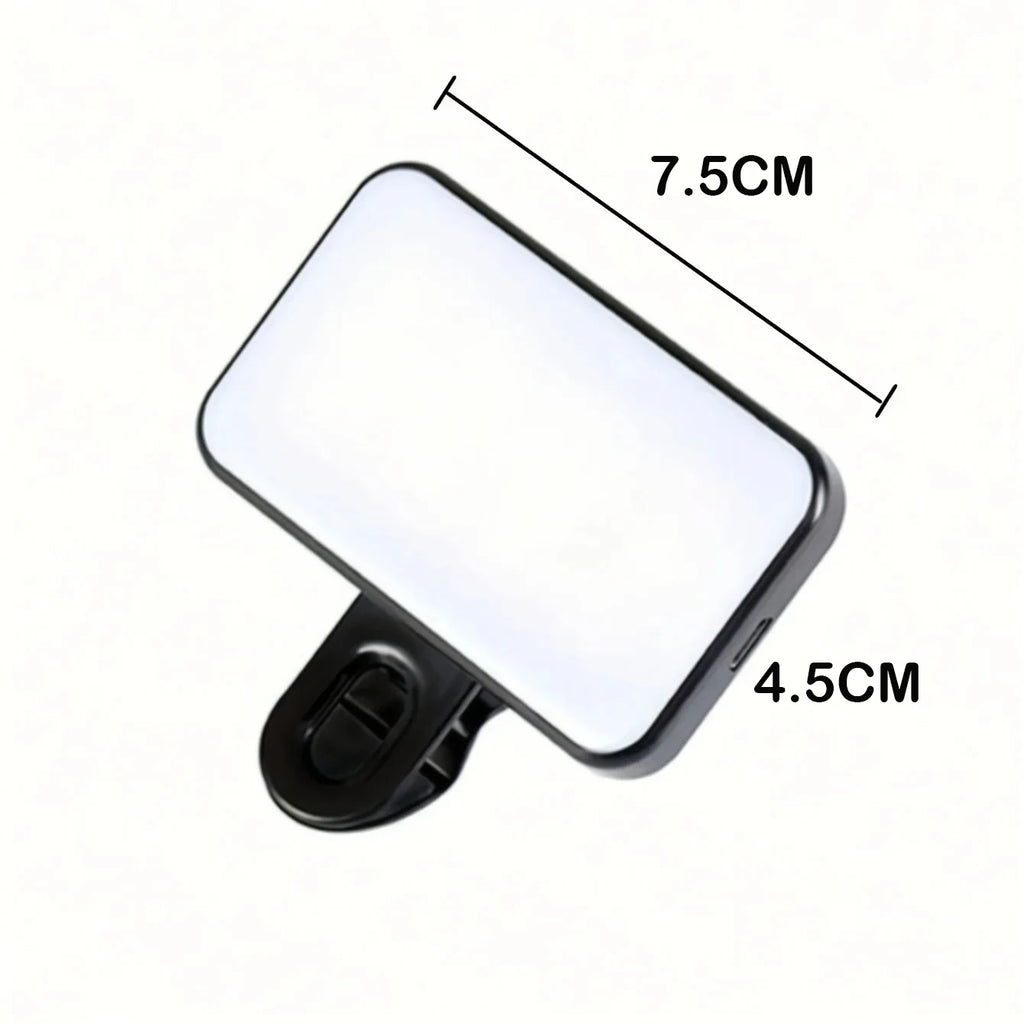 Portable Rechargeable Selfie Fill Light – Clip-On LED Light with 3 Color Modes
