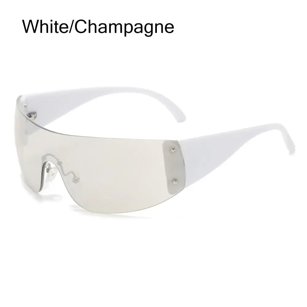 Y2K Rimless Wraparound Sunglasses – UV400 Shield Eyewear for Women & Men