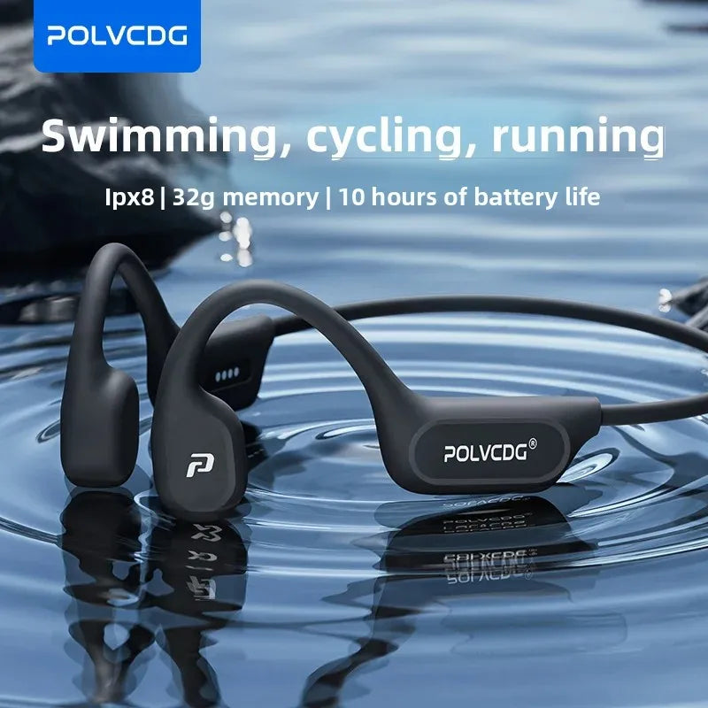 POLVCDG X9 Bone Conduction Bluetooth Headphones – IPX8 Waterproof, 32GB Storage