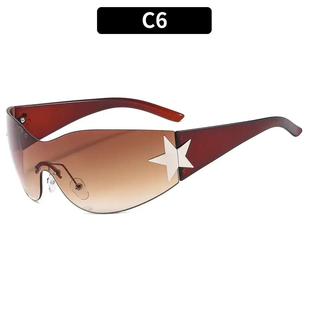 Y2K Rimless Wraparound Sunglasses – UV400 Shield Eyewear for Women & Men