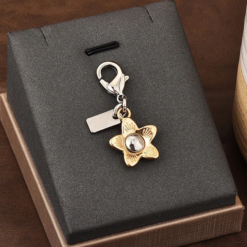Bear & Cherry Metal Keychain – Gold Keyring for Keys, Bags & Backpacks