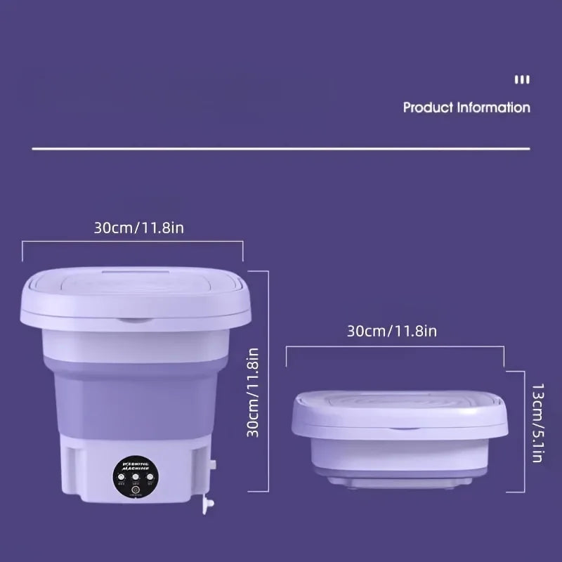 Portable Foldable Mini Washing Machine – 8L Capacity with 3 Wash Modes