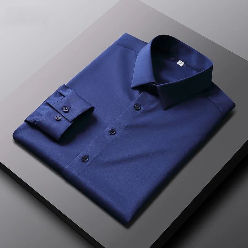 AURELLE Men's Long Sleeve Wrinkle-Resistant Casual Shirt – Business Casual Style