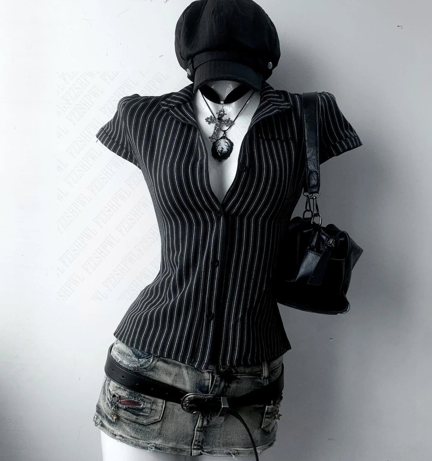 Women’s Y2K Striped Button-Up Shirt