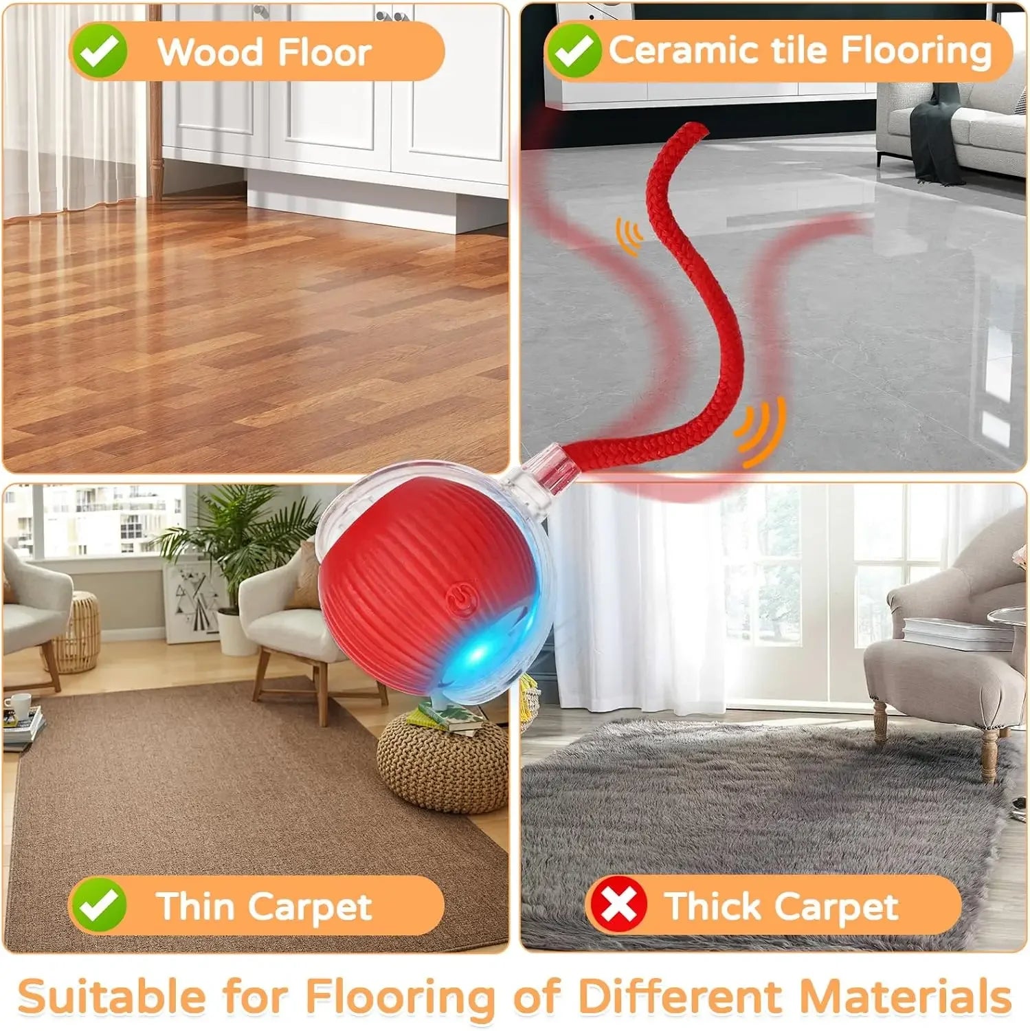Interactive Automatic Rolling Cat Ball with Moving Tail – Rechargeable Smart Pet Toy