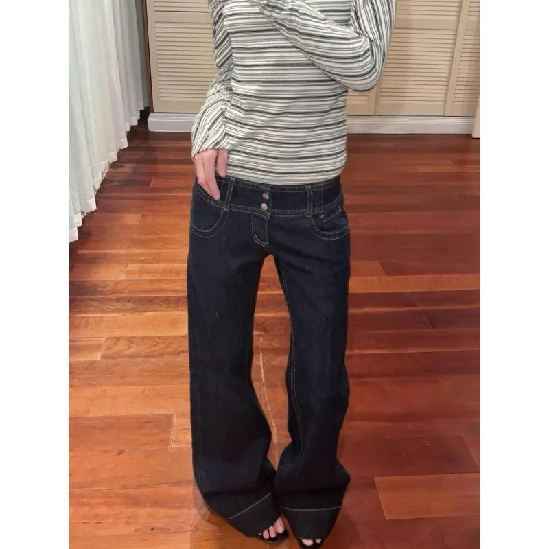 Women's High-Waisted Wide Leg Jeans – Relaxed Straight Denim Pants