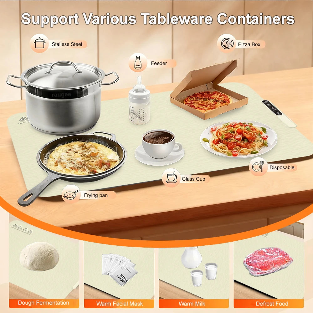 Electric Foldable Food Warmer Mat – Silicone Warming Tray with 6 Temperature Settings