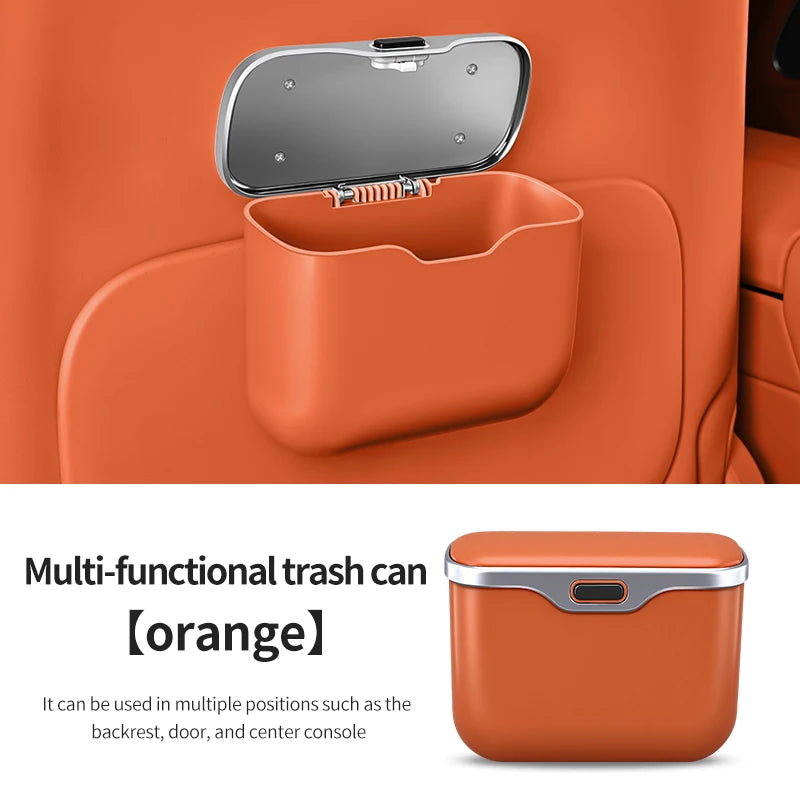 Multifunctional Car Trash Can with Lid – Hanging Leak-Resistant Storage Bin