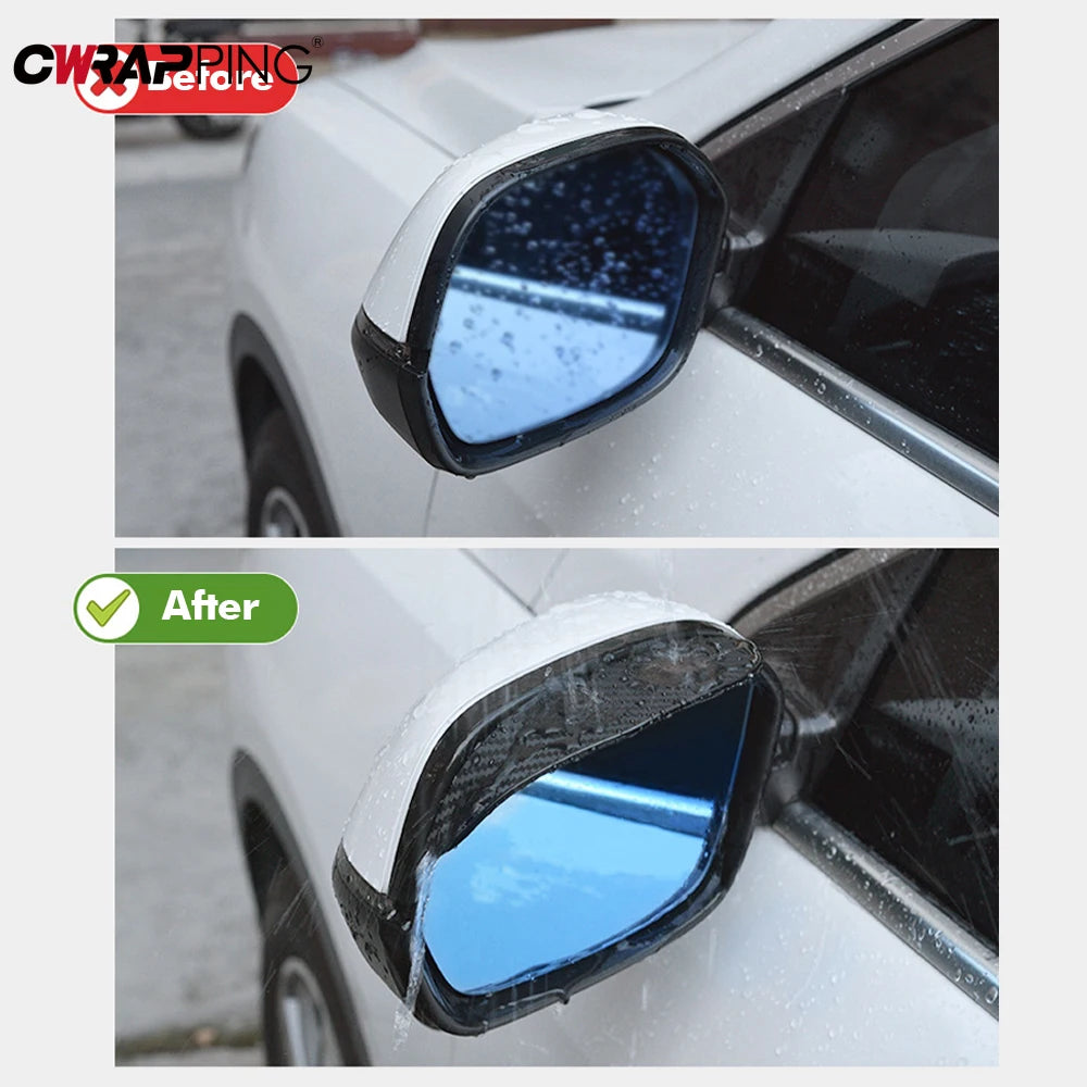 2-Pack Car Rearview Mirror Rain Visors – Clear Vision Mirror Protectors