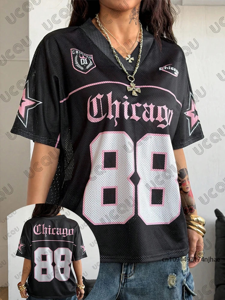 Women’s Chicago No. 88 Oversized Football Jersey T-Shirt