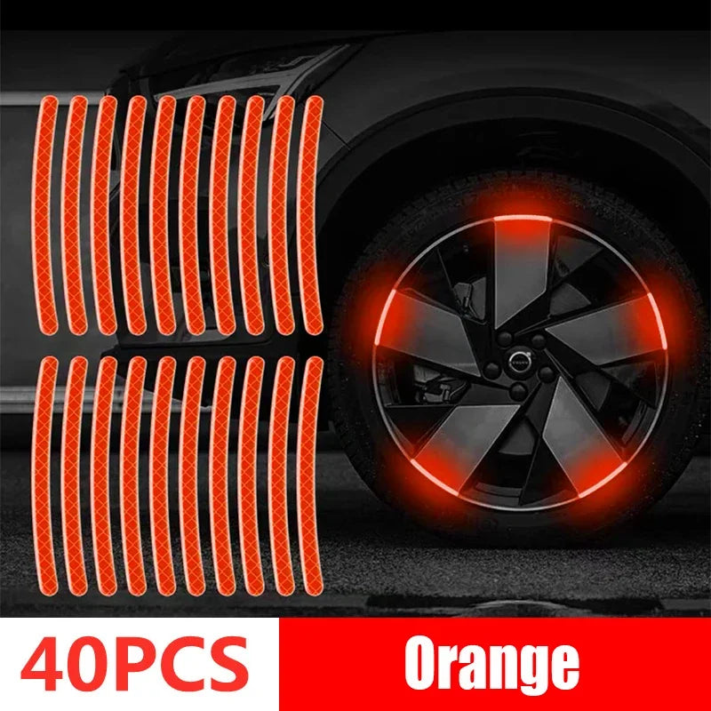20/40-Piece Reflective Wheel Rim Strips – Colorful Car & Motorcycle Hub Decals