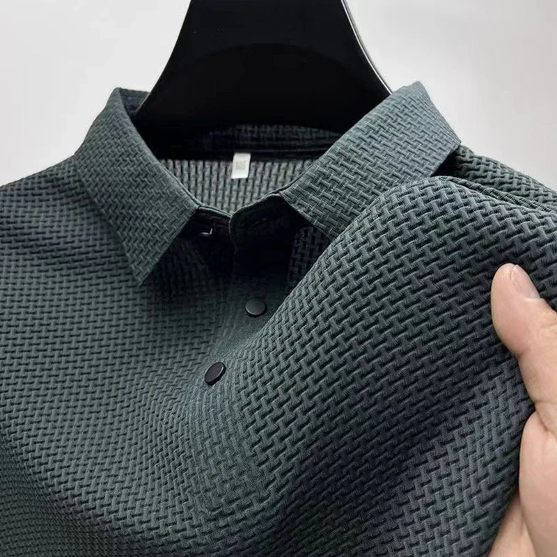 AURELLE Men's Business Casual Polo Shirt – Breathable Stretch Fabric