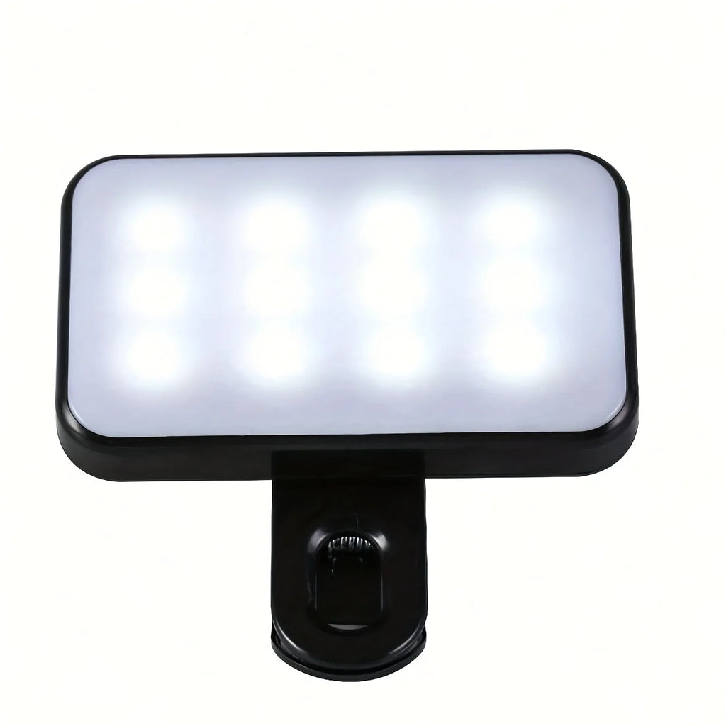 Portable Rechargeable Selfie Fill Light – Clip-On LED Light with 3 Color Modes