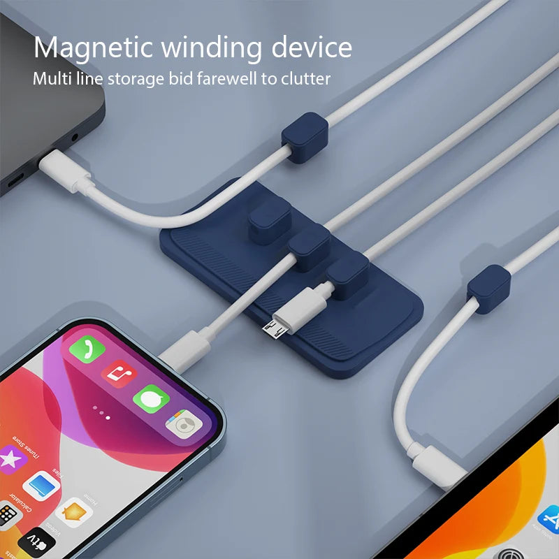 Multipurpose Magnetic Organizer Desktop Cable Clip Mouse Wire Protector Cord Winder Self-Adhesive Fixed USB Charging Line Holder