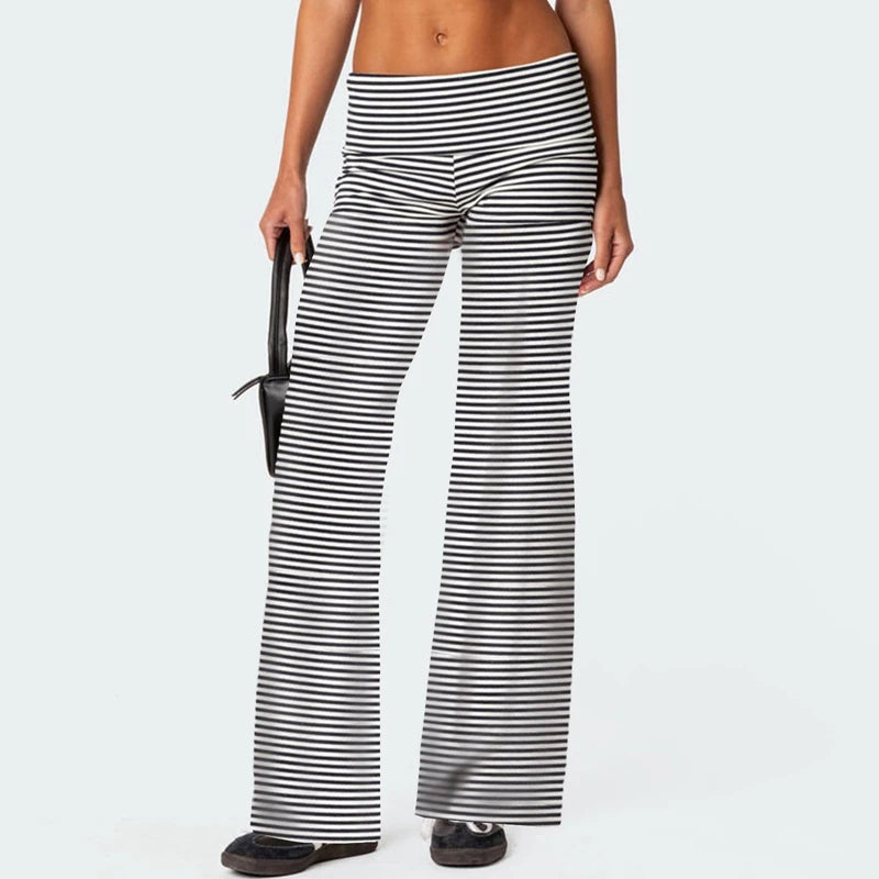 Casual Wide Leg Fold Over Sweatpants – Low Rise Flare Yoga Lounge Pants for Women & Teen Girls