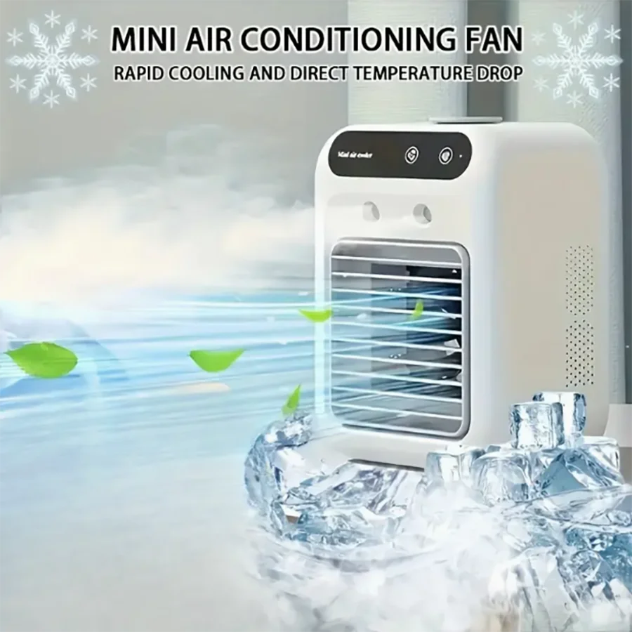 Portable Mini Desktop Air Conditioner Fan – USB Rechargeable Humidifier Cooling Fan