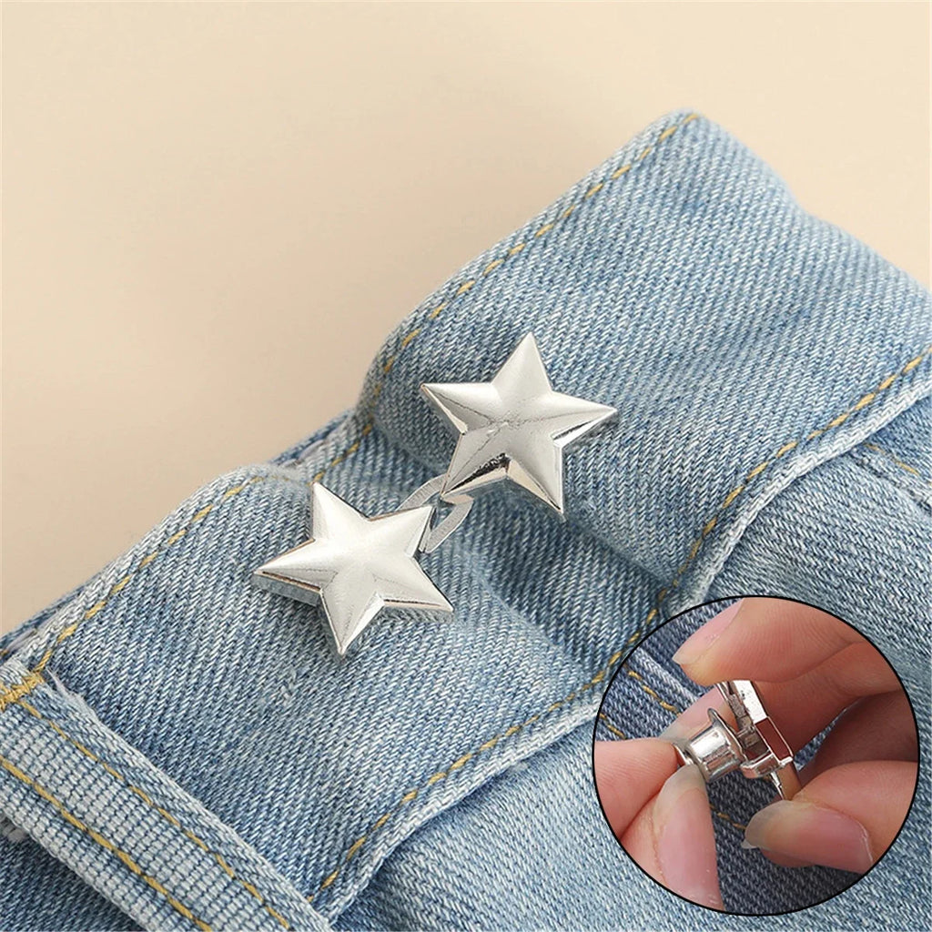 Adjustable Jeans Waist Button Tighteners – 1 Pair No-Sew Waist Adjuster Clips