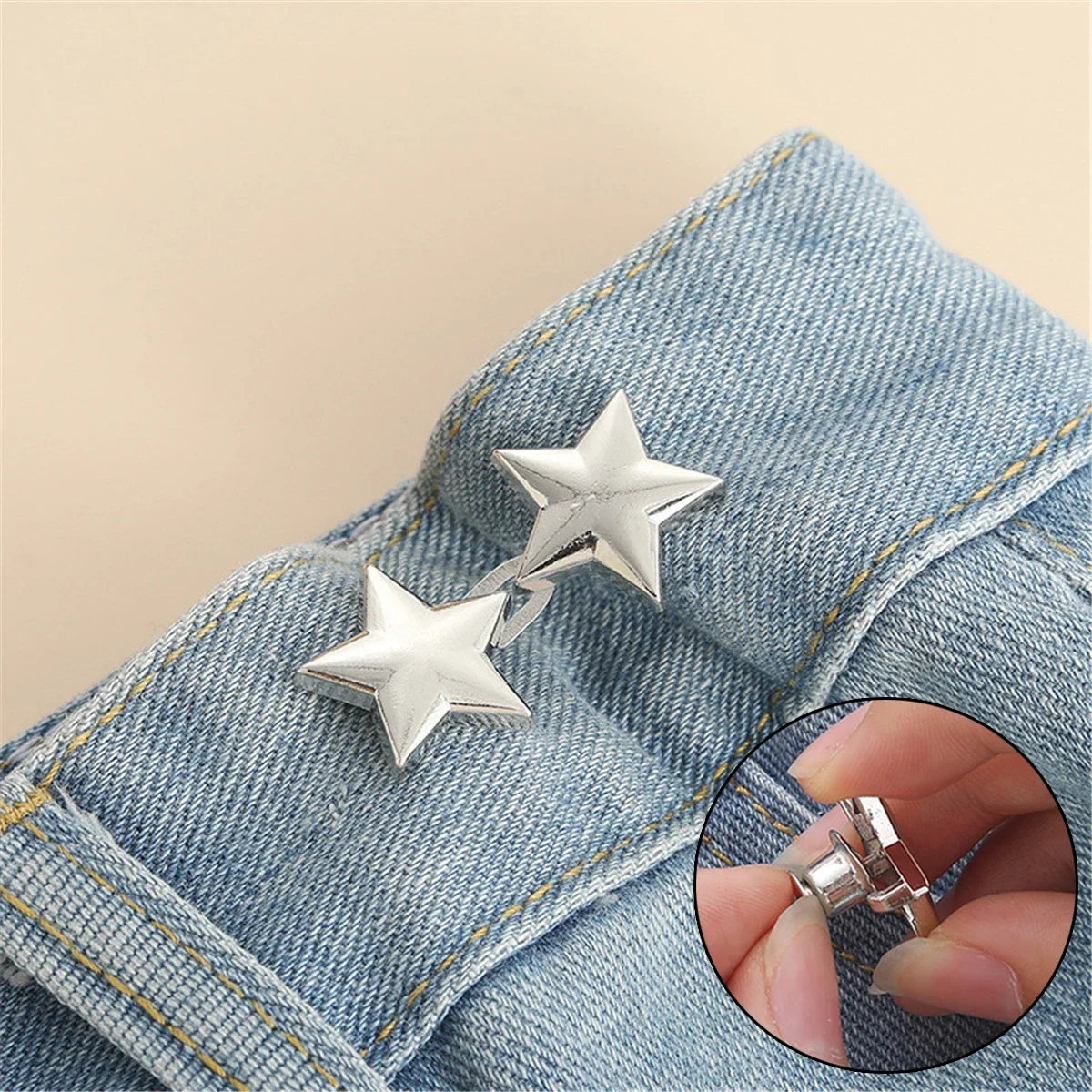 Adjustable Jeans Waist Button Tighteners – 1 Pair No-Sew Waist Adjuster Clips