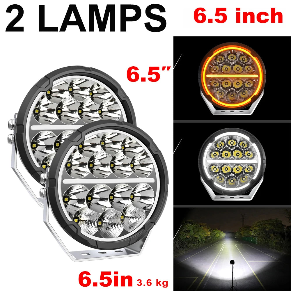 BraveWAY 6.5 inch Led Driving Light for Offroad Truck UTV 4WD 4x4 for Toyota for Hummer for JEEP for Ford  9 inch LED Work Light