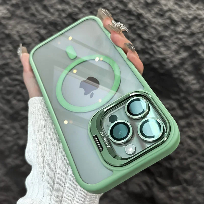 Luxury Magnetic Shockproof Case for iPhone 11–16 Series – Clear Tempered Glass Back Cover with Camera & Lens Protection