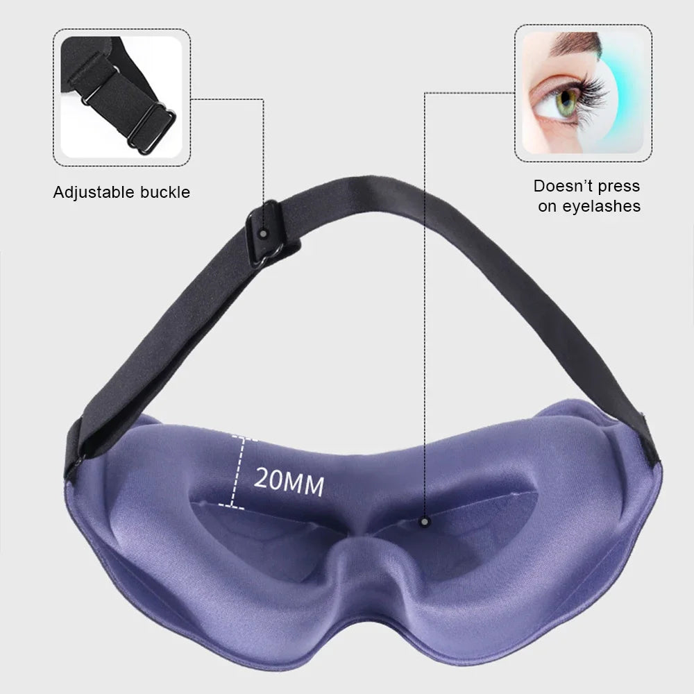 3D Contoured Sleep Mask – Adjustable Light-Blocking Eye Mask