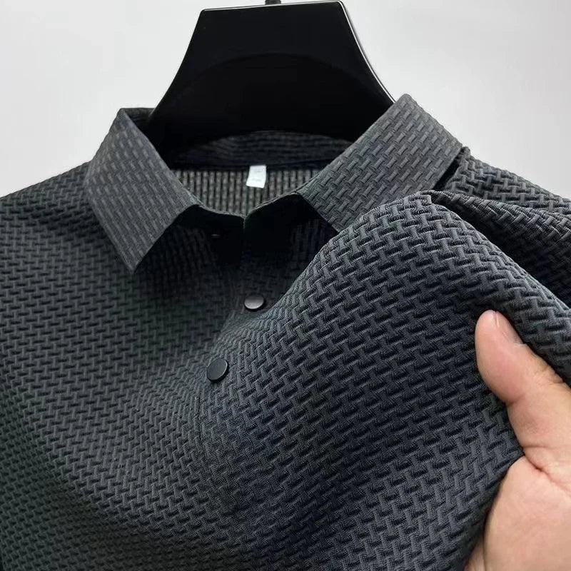 AURELLE Men's Business Casual Polo Shirt – Breathable Stretch Fabric