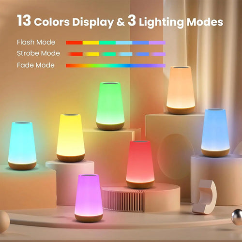 13-Color RGB Rechargeable Touch Night Light with Remote Control