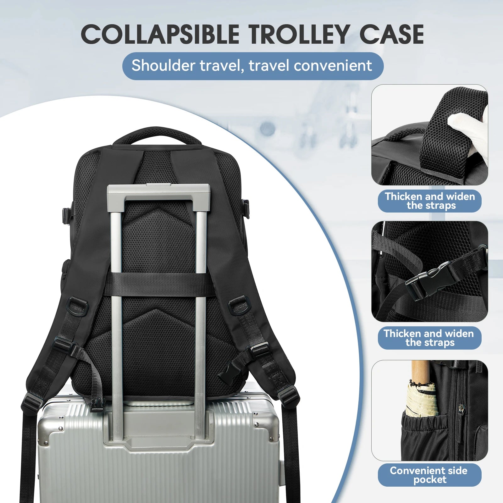 FLCC Vacuum Compression Travel Backpack – Expandable Laptop Backpack with Optional Vacuum Pump