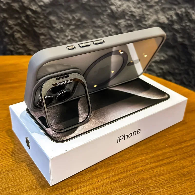Luxury Magnetic Shockproof Case for iPhone 11–16 Series – Clear Tempered Glass Back Cover with Camera & Lens Protection