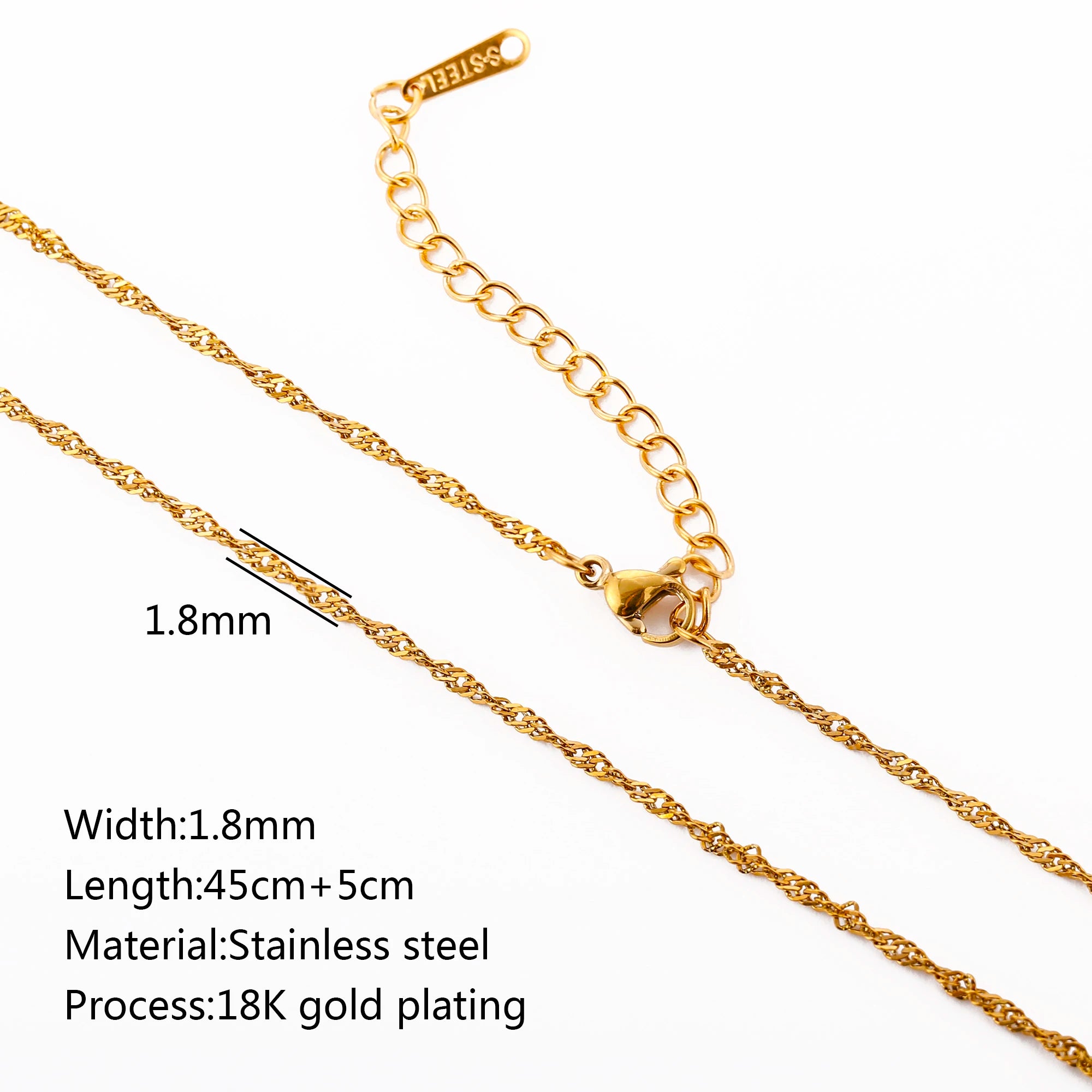 5-Piece 18K Gold PVD Stainless Steel Chain Necklace Set