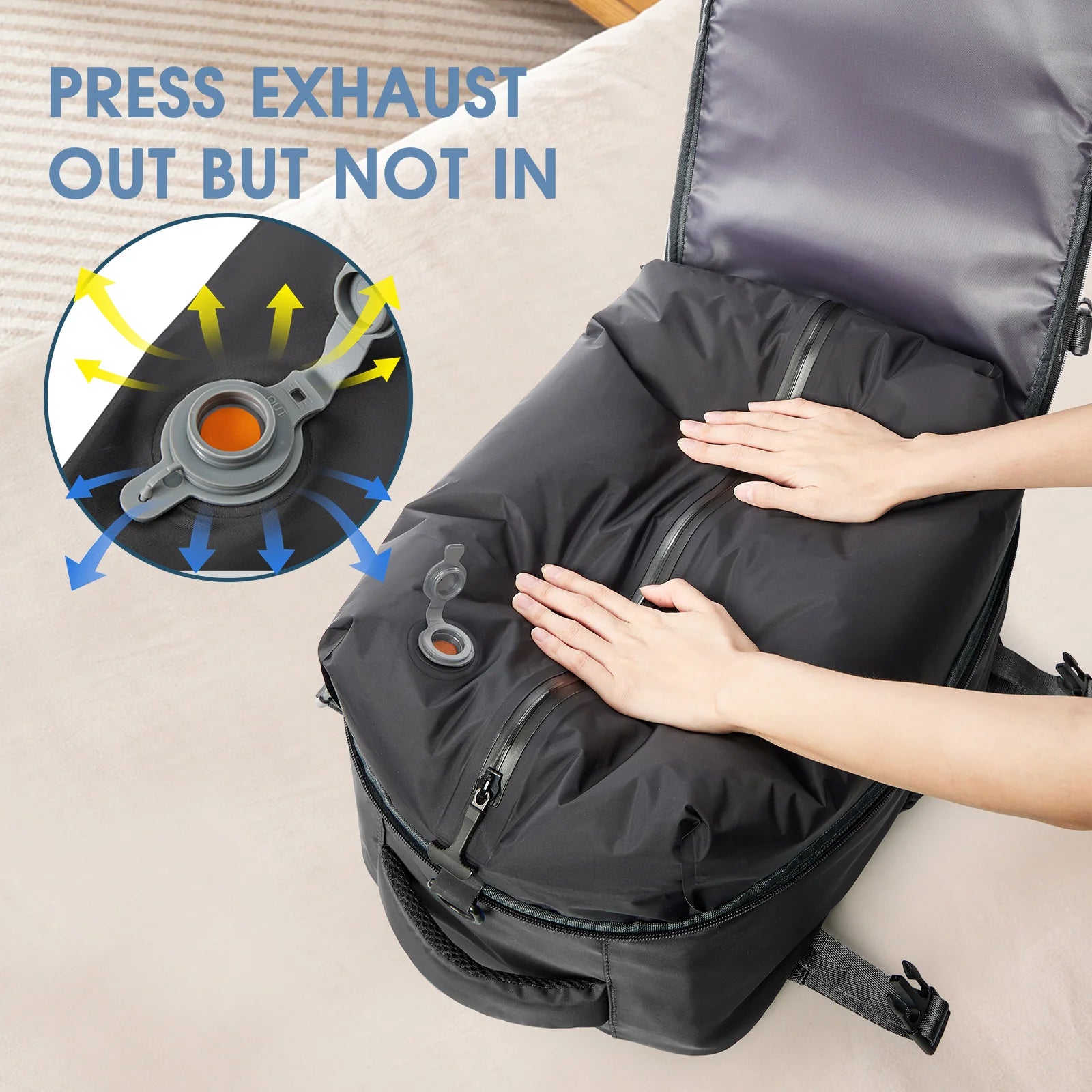 FLCC Vacuum Compression Travel Backpack – Expandable Laptop Backpack with Optional Vacuum Pump