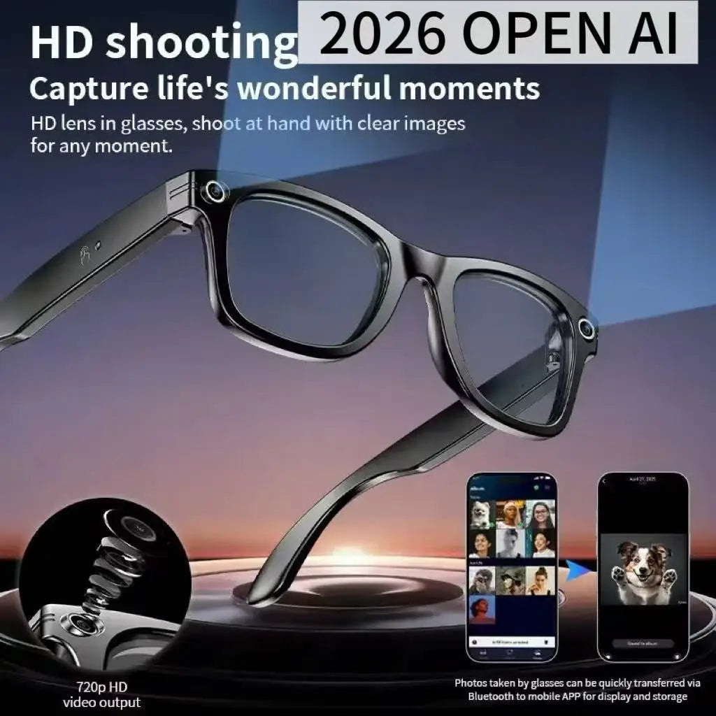 AI Smart Bluetooth Glasses with HD Camera &amp; Voice Assistant