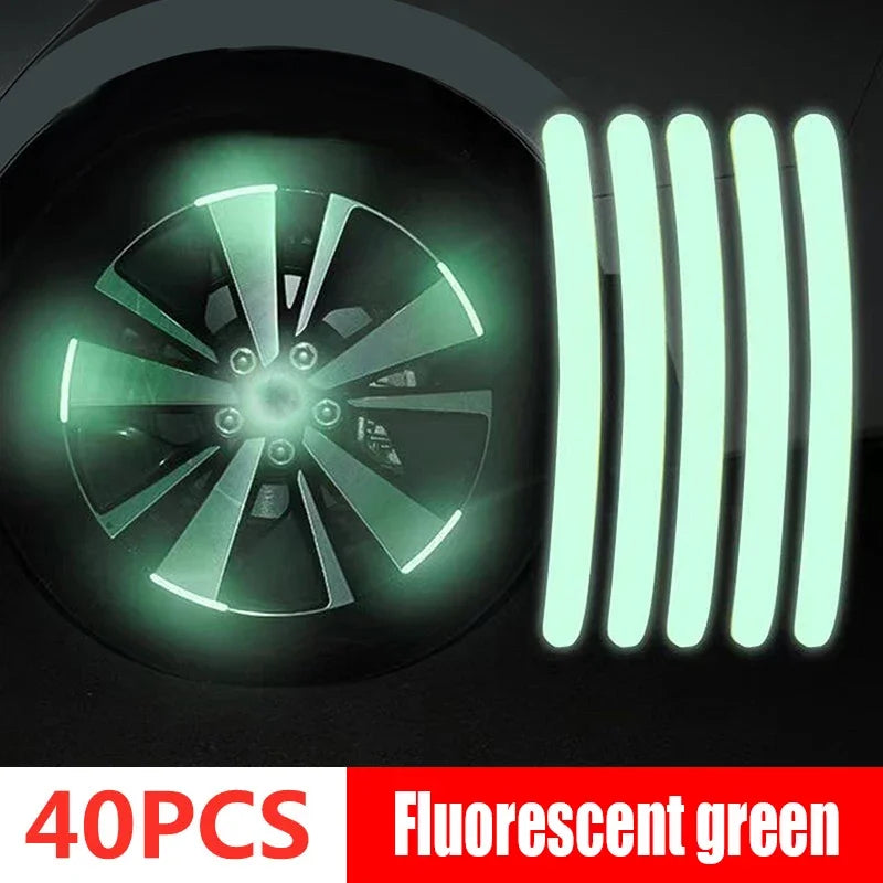 20/40-Piece Reflective Wheel Rim Strips – Colorful Car & Motorcycle Hub Decals