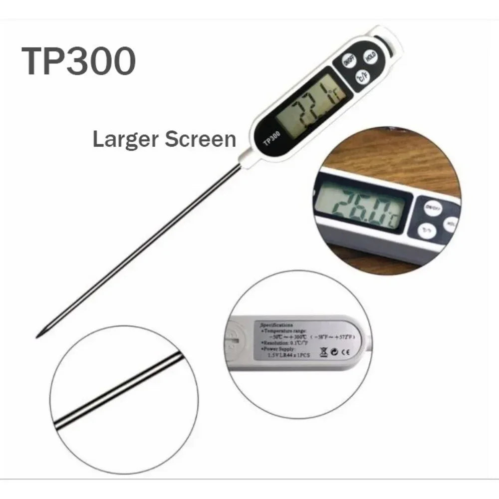 TP300 Digital Food Thermometer – Instant Read Kitchen Probe for Meat, BBQ, Baking & Cooking