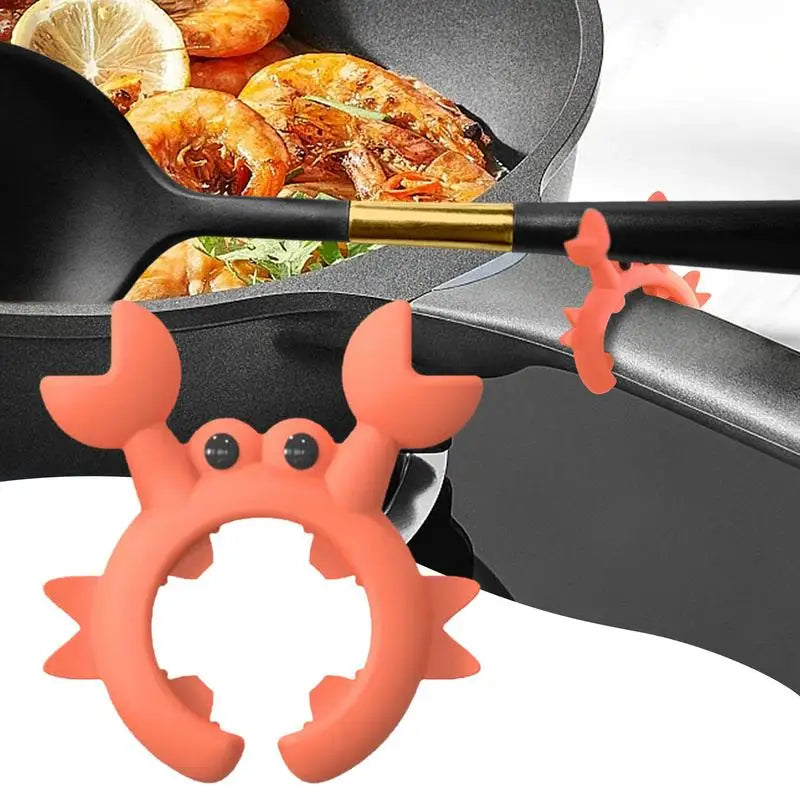 Silicone Crab Utensil Rest – Clip-On Spoon & Spatula Holder for Pots and Countertops