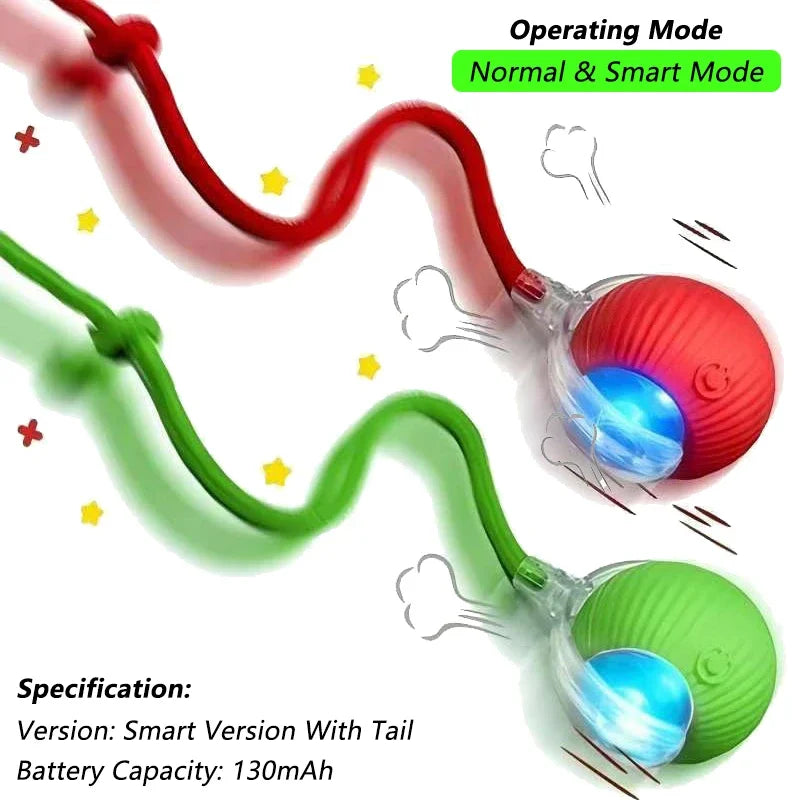 Interactive Automatic Rolling Cat Ball with Moving Tail – Rechargeable Smart Pet Toy