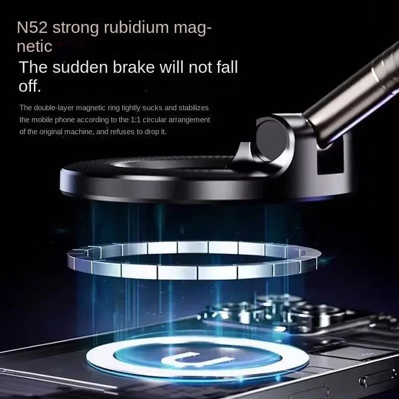 360° Magnetic Car Phone Mount – Foldable Vacuum Suction Dashboard & Windshield Holder