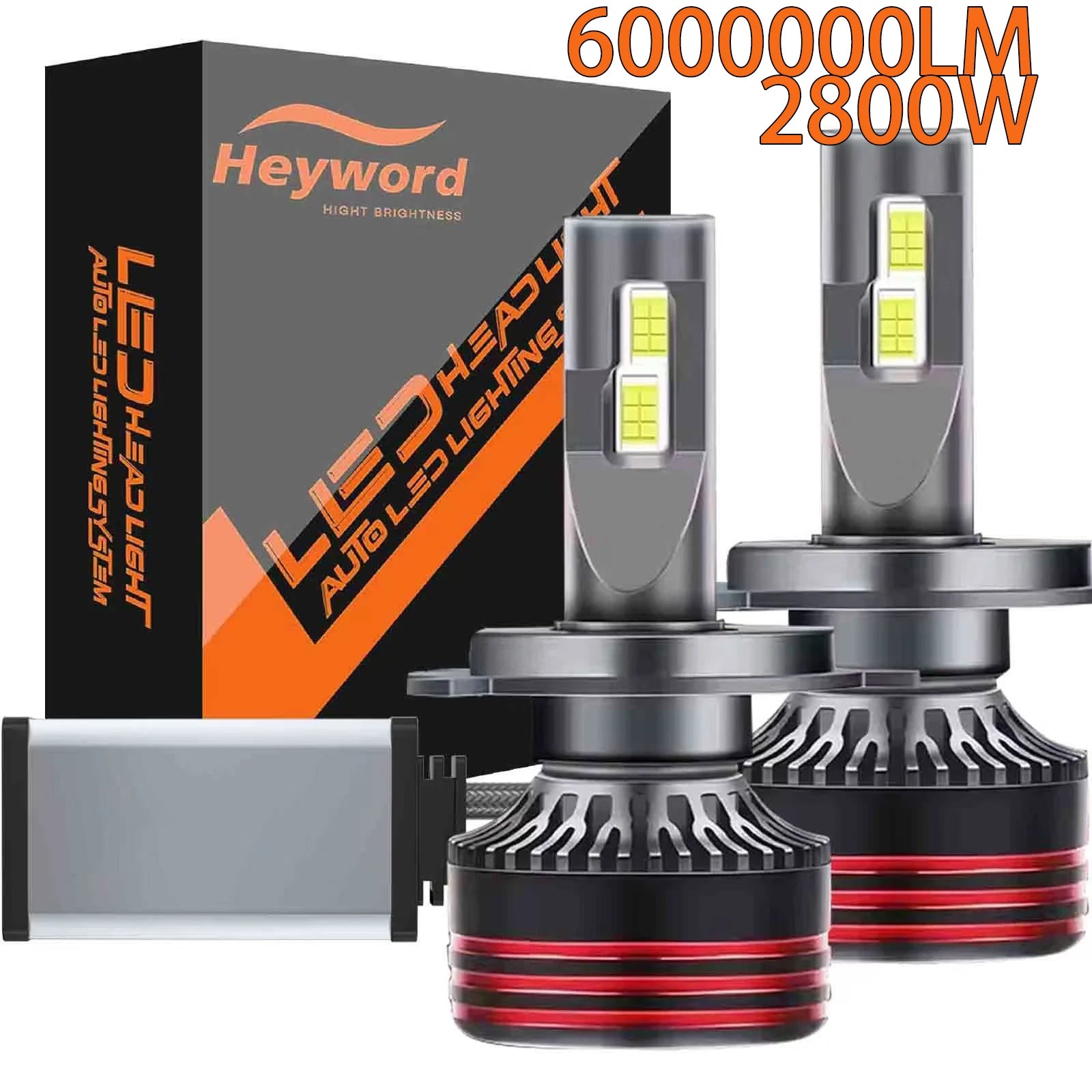 Heyword 2800W 6000000LM PLUS H7 H11 H1 H4 Led Headlight Bulb 6000K LED HB3 HB4 Double Copper Tube Led Light Kit for Car 12V 2PCS