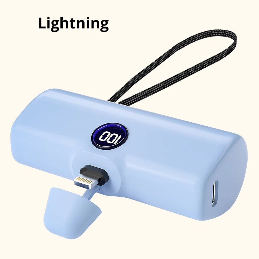 Mini 5000mAh Fast Charging Power Bank | Portable USB-C & Lightning Charger