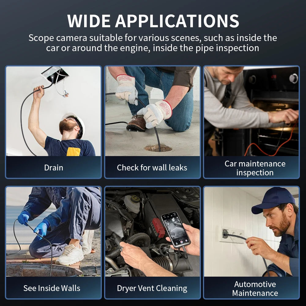 7mm USB-C Android Endoscope Camera – IP67 Waterproof Inspection Borescope with 6 LED Lights
