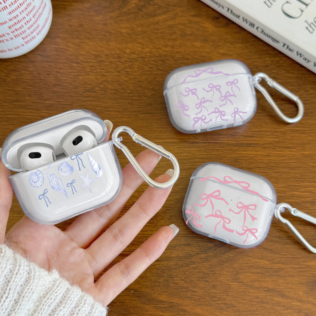 Pink Bow AirPods Case with Keychain – Cute TPU Protective Cover for AirPods