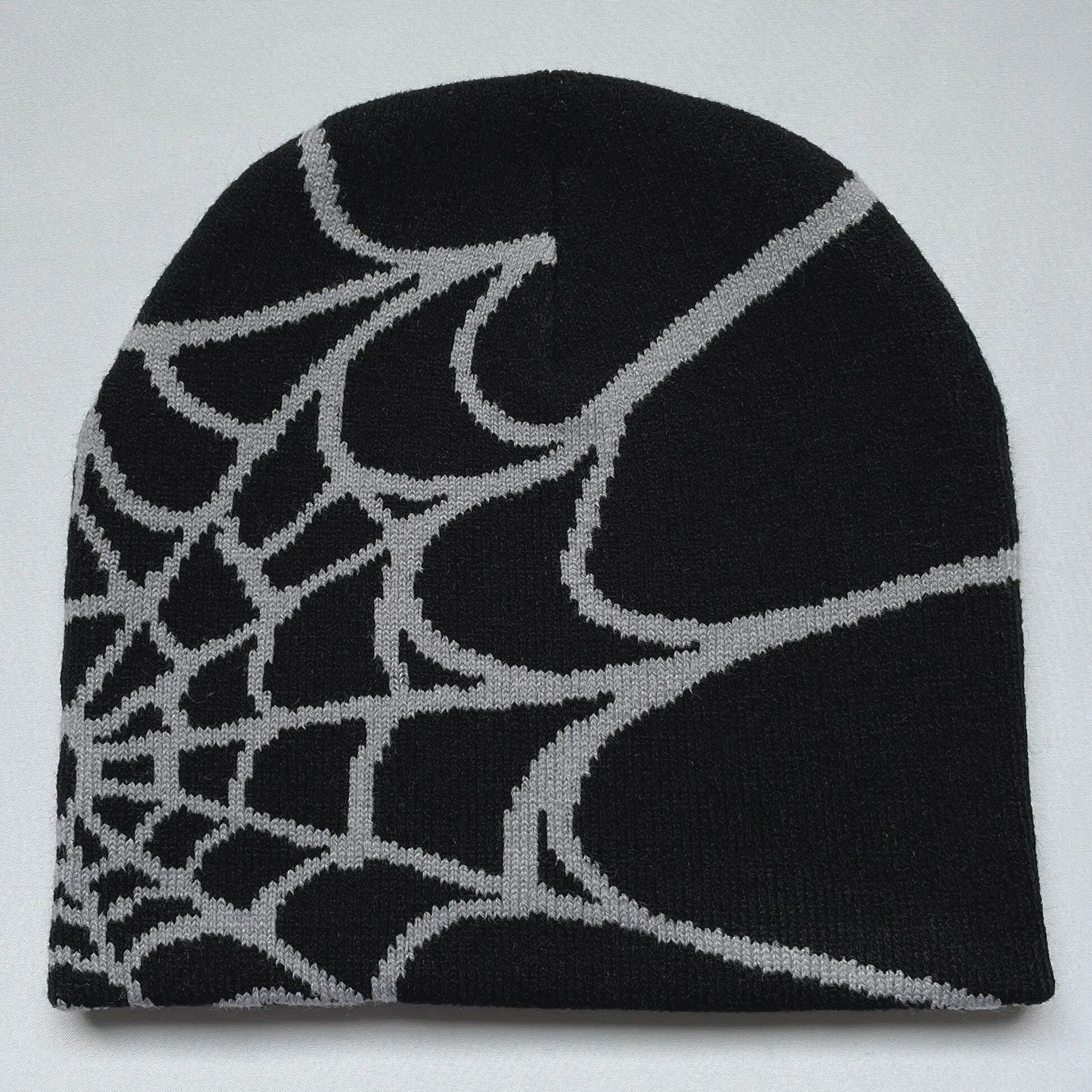 Y2K Spider Web Knit Beanie – Unisex Warm Winter Skull Cap