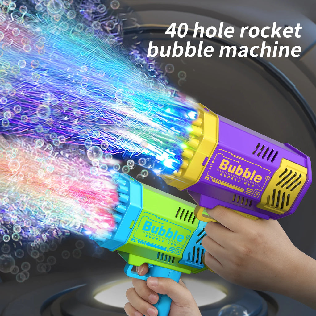 40-Hole Automatic Bubble Machine with LED Lights – Outdoor Bubble Blower for Kids