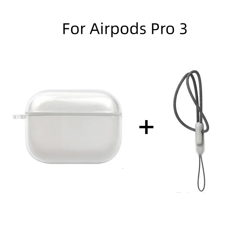Clear TPU AirPods Case with Lanyard – Shockproof Protective Cover for AirPods