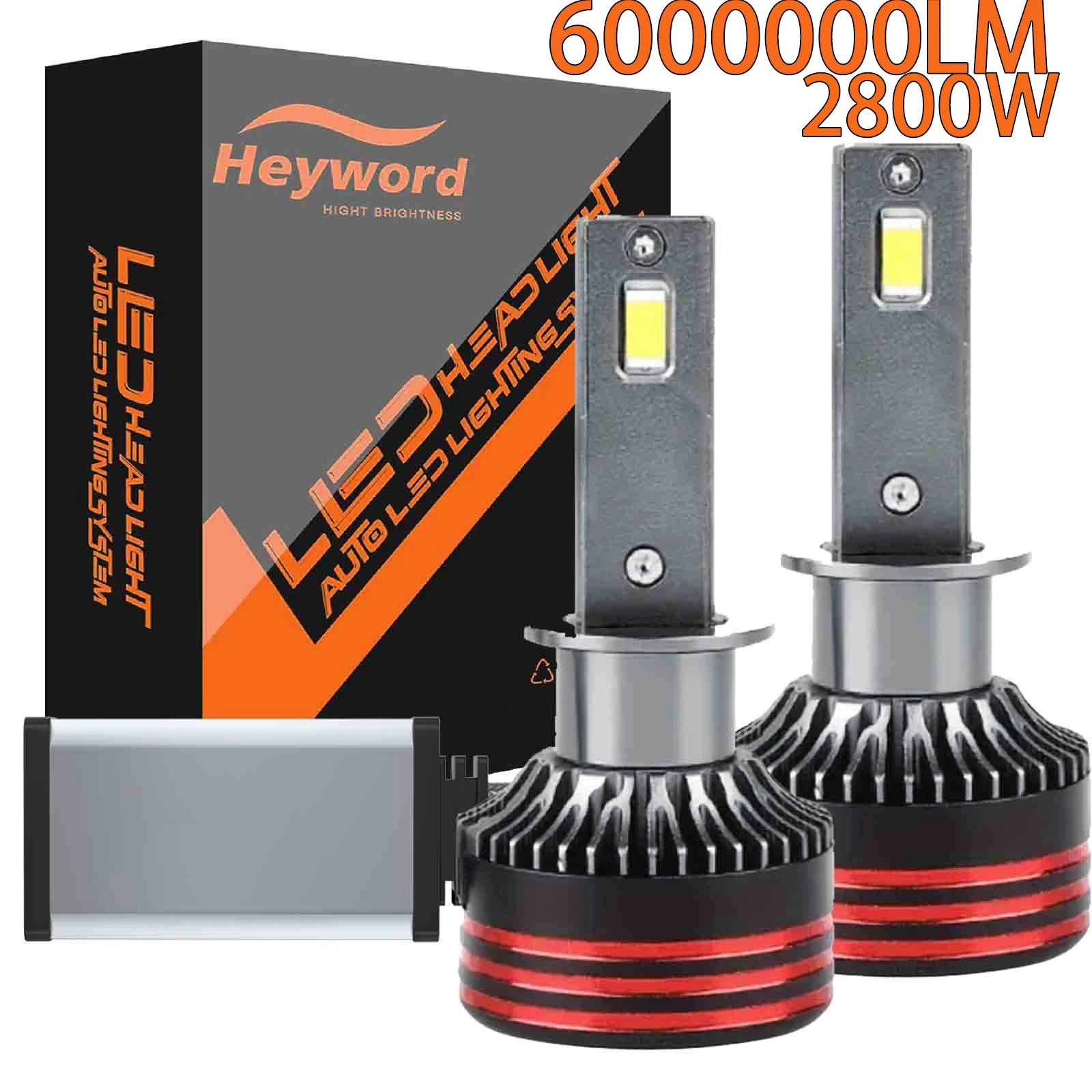 Heyword 2800W 6000000LM PLUS H7 H11 H1 H4 Led Headlight Bulb 6000K LED HB3 HB4 Double Copper Tube Led Light Kit for Car 12V 2PCS
