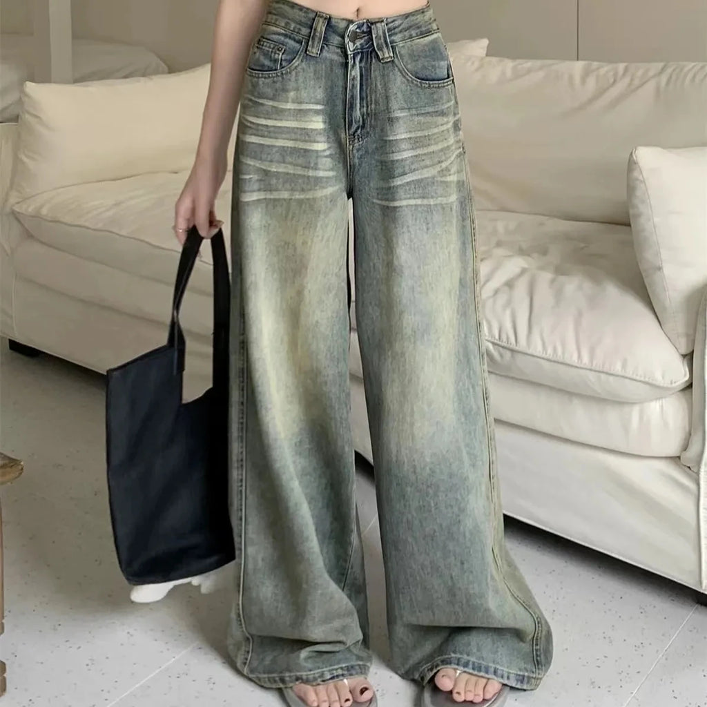 Women's High-Waisted Loose Straight Leg Jeans – Relaxed Denim Pants