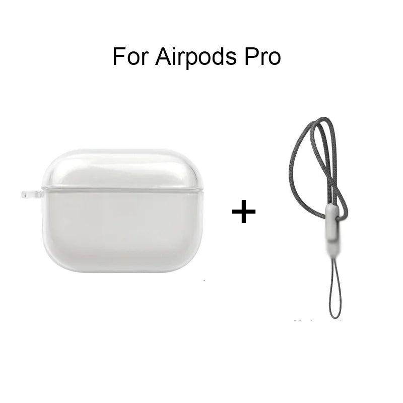 Clear TPU AirPods Case with Lanyard – Shockproof Protective Cover for AirPods