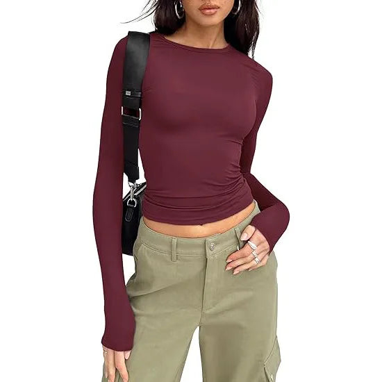 Women’s Long Sleeve Slim Fit Crew Neck Top