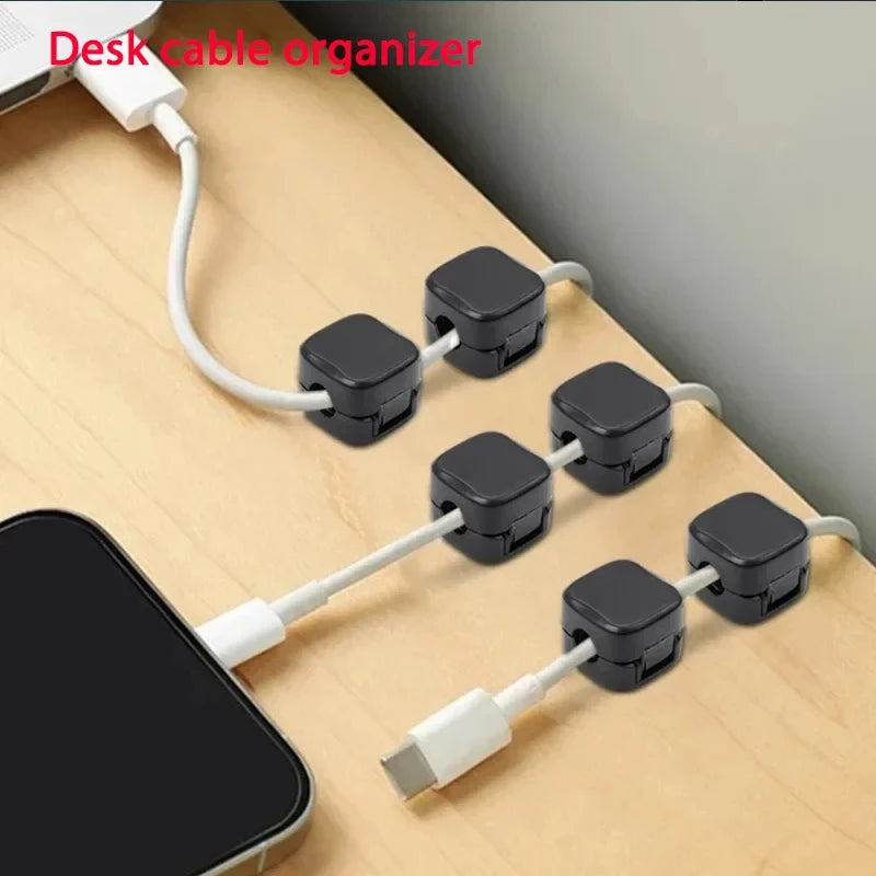 Magnetic Cable Organizer Clips – Adhesive Cord Holder for Desk & Home