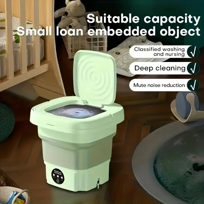 Portable Foldable Mini Washing Machine – 8L Capacity with 3 Wash Modes